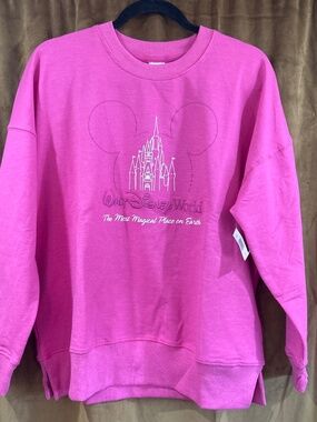 Disney Parks Walt Disney World Castle Hot Pink Sweatshirt Size XL NWT